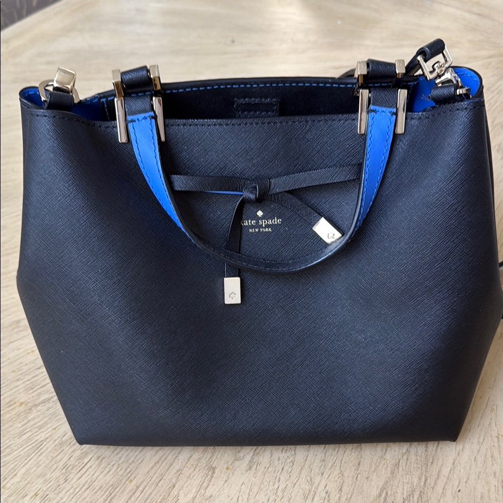 Kate Spade Black Tote with Blue Accents